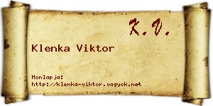 Klenka Viktor névjegykártya